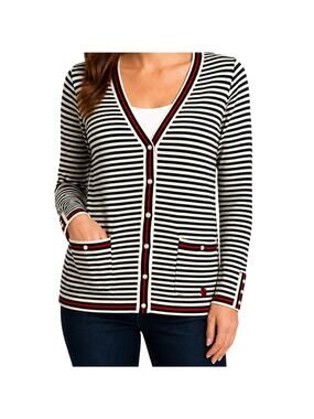 Talbots The Oprah Magazine Collection Sz XS Red White Blue Cardigan Sweater Top